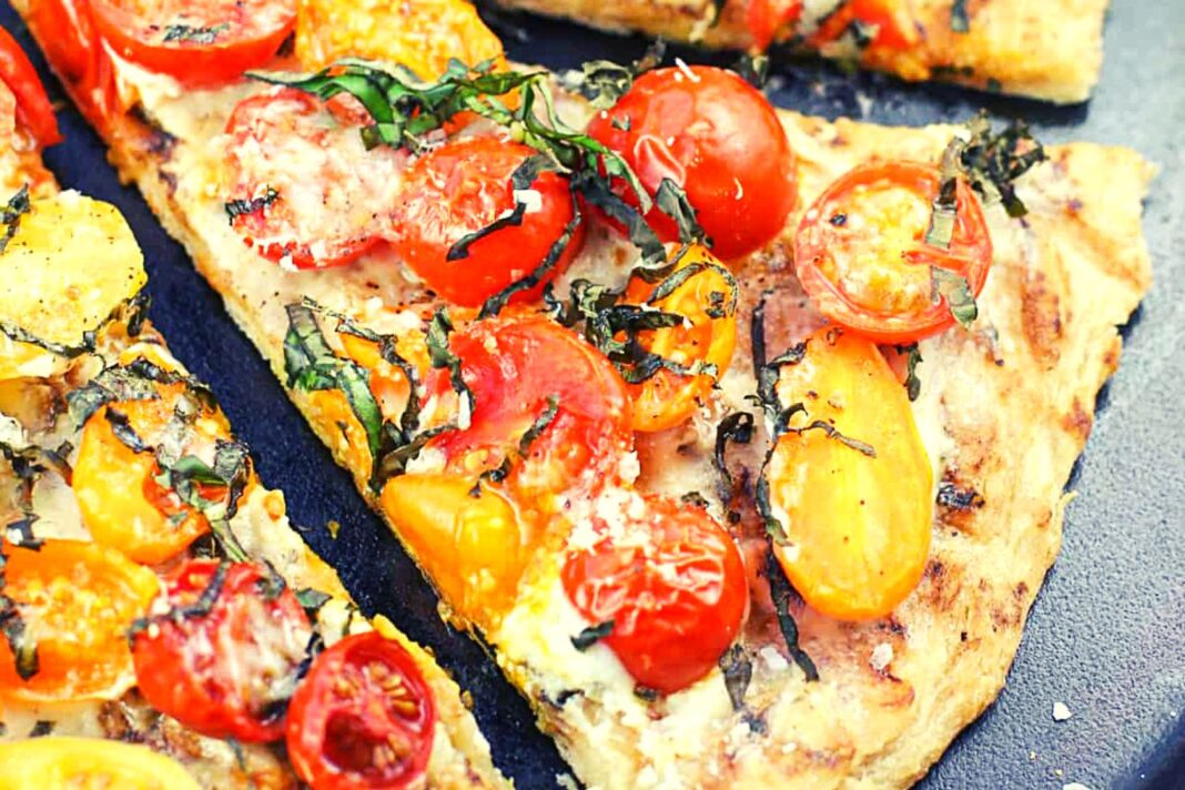 Pizza de Tomate, Albahaca y Queso Boursin